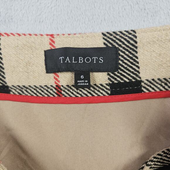 Talbots Skirt Womens 6 Fringe Faux Wrap Outdoor Plaid Preppy Office Fall Brown - Picture 4 of 9